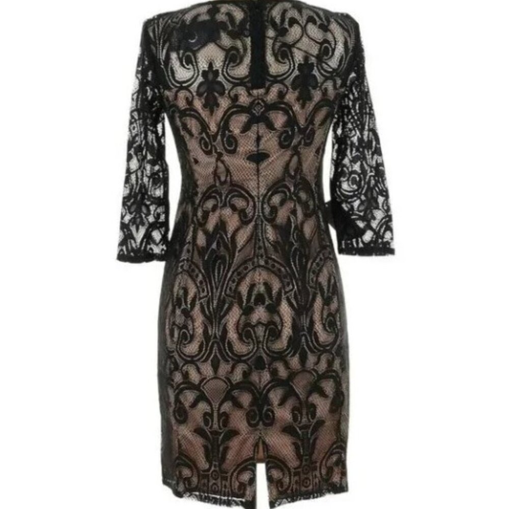 Adrianna Papell Dress Black Lace 3/4 Sleeve Size 14 - Picture 2 of 6
